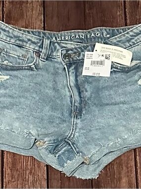 American Eagle Light Wash Distressed Denim Cutoff Shorts